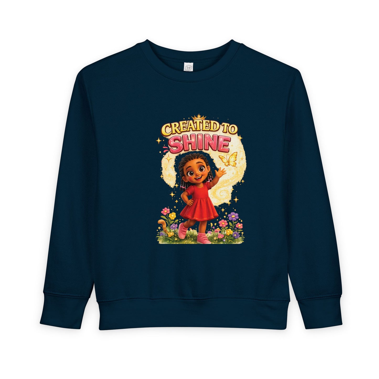 Created to Shine girl character Sweatshirt | toddler floral sunshine design
