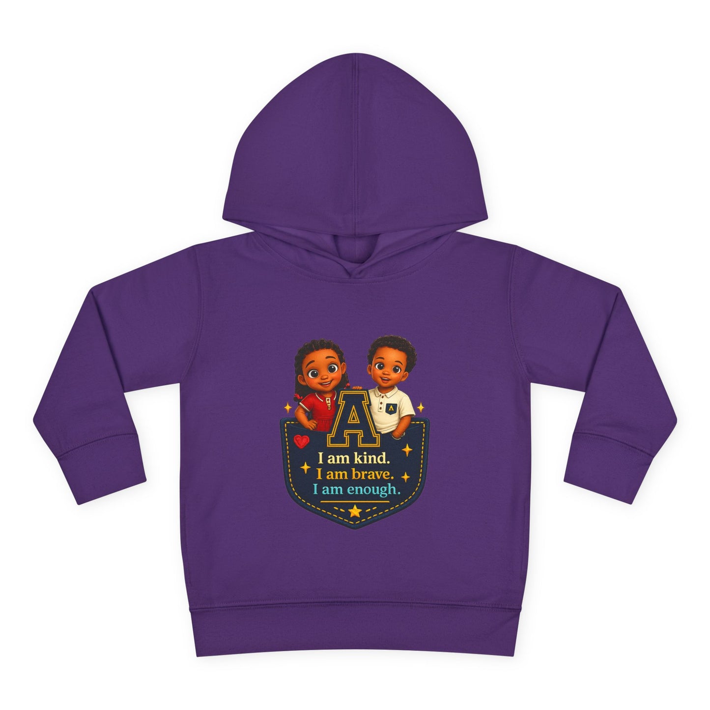 Toddler Hoodie — "I Am Kind, I Am Brave, I Am Enough" Pocket Design