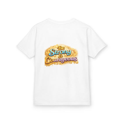 Kids Tee — "God Is With Me" Inspirational Christian Shirt (Be Strong & Courageous)