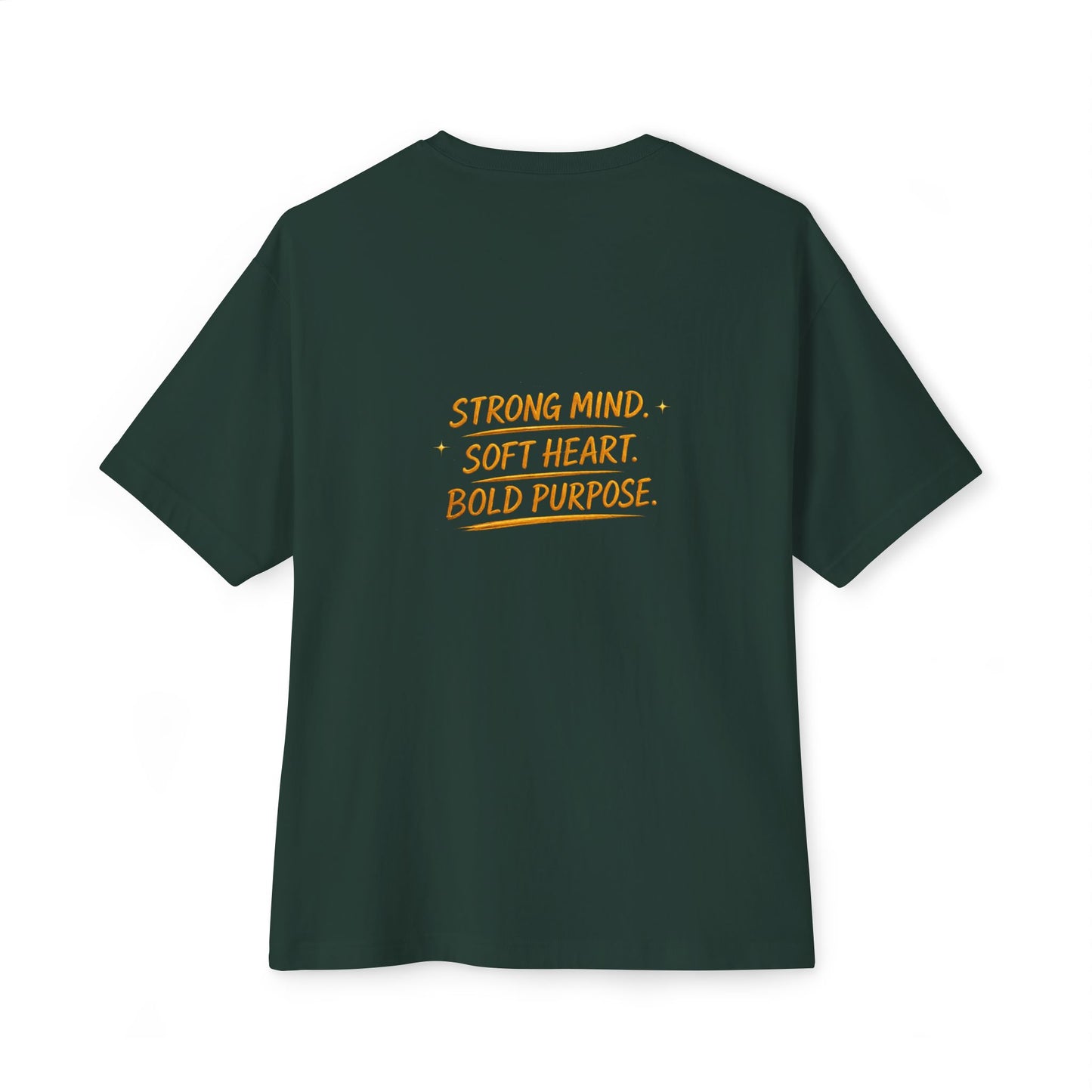 Amara Gold Moon Boxy Tee — “Strong Mind. Soft Heart. Bold Purpose.” Oversized Graphic T-Shirt