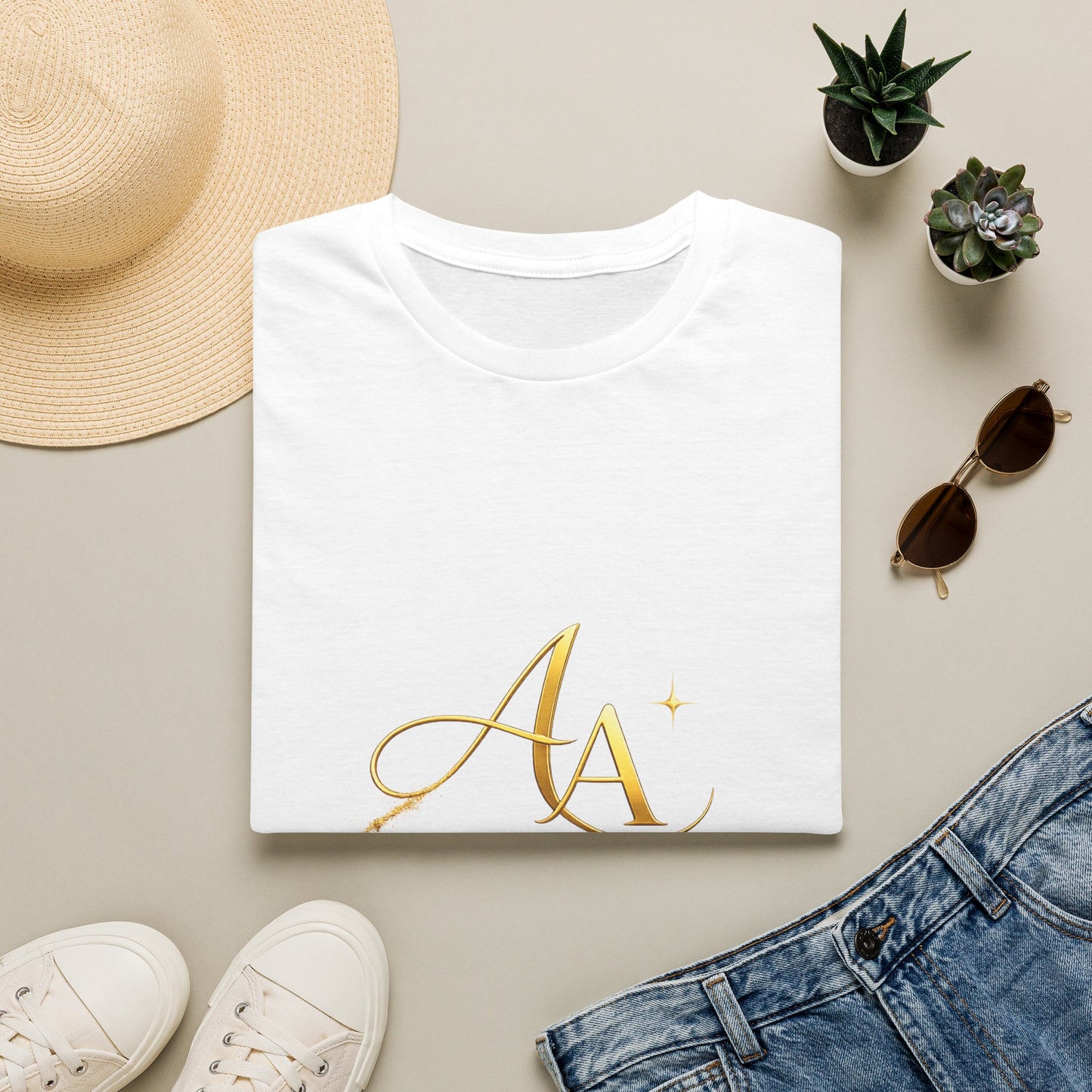 T-Shirt — Gold Monogram “AA” Amara Logo Tee