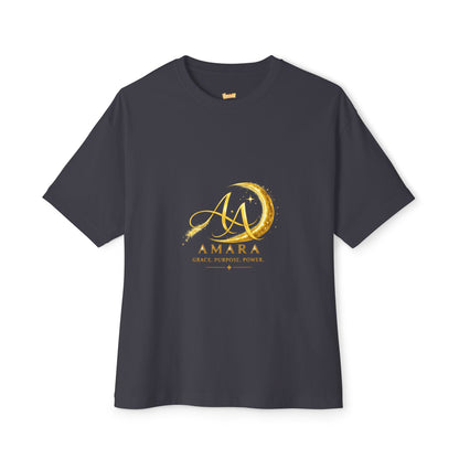 Amara Gold Moon Boxy Tee — “Strong Mind. Soft Heart. Bold Purpose.” Oversized Graphic T-Shirt