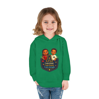Toddler Hoodie — "I Am Kind, I Am Brave, I Am Enough" Pocket Design