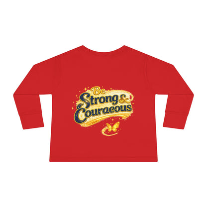 Toddler Long Sleeve Tee — "God Made Me Amazing" Inspirational Christian Tee (Be Strong & Courageous)