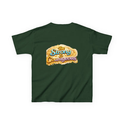 Kids Tee — "God Is With Me" Inspirational Christian Shirt (Be Strong & Courageous)
