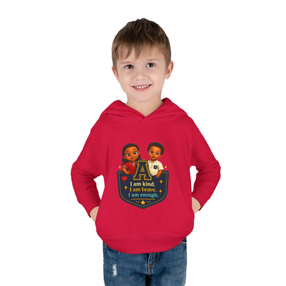 Toddler Hoodie — "I Am Kind, I Am Brave, I Am Enough" Pocket Design