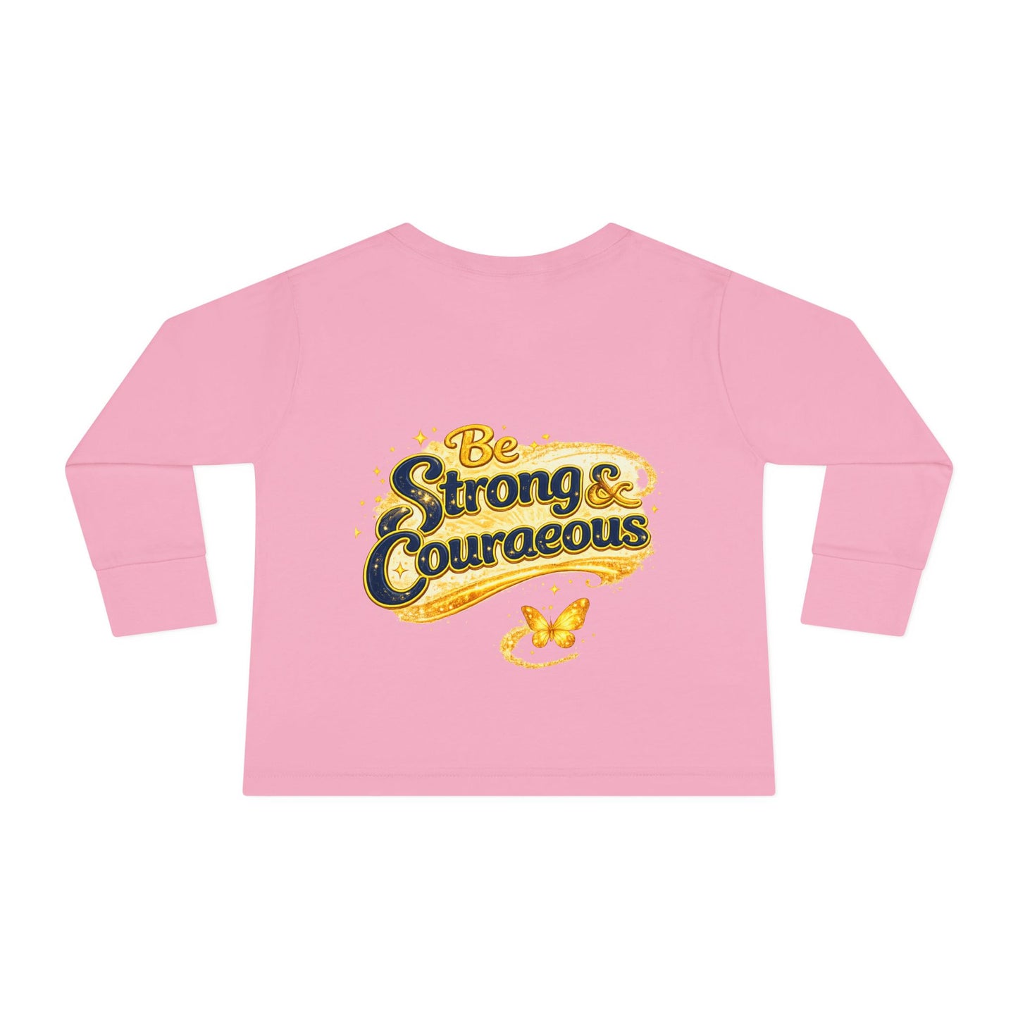 Toddler Long Sleeve Tee — "God Made Me Amazing" Inspirational Christian Tee (Be Strong & Courageous)