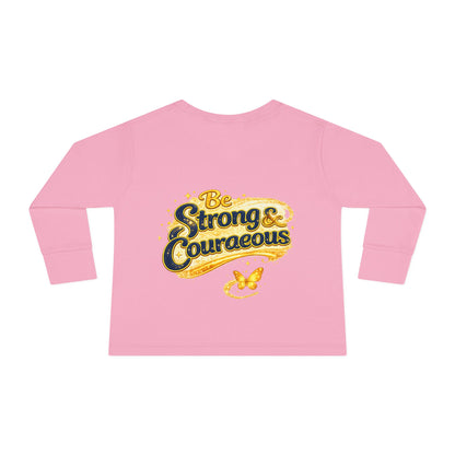 Toddler Long Sleeve Tee — "God Made Me Amazing" Inspirational Christian Tee (Be Strong & Courageous)