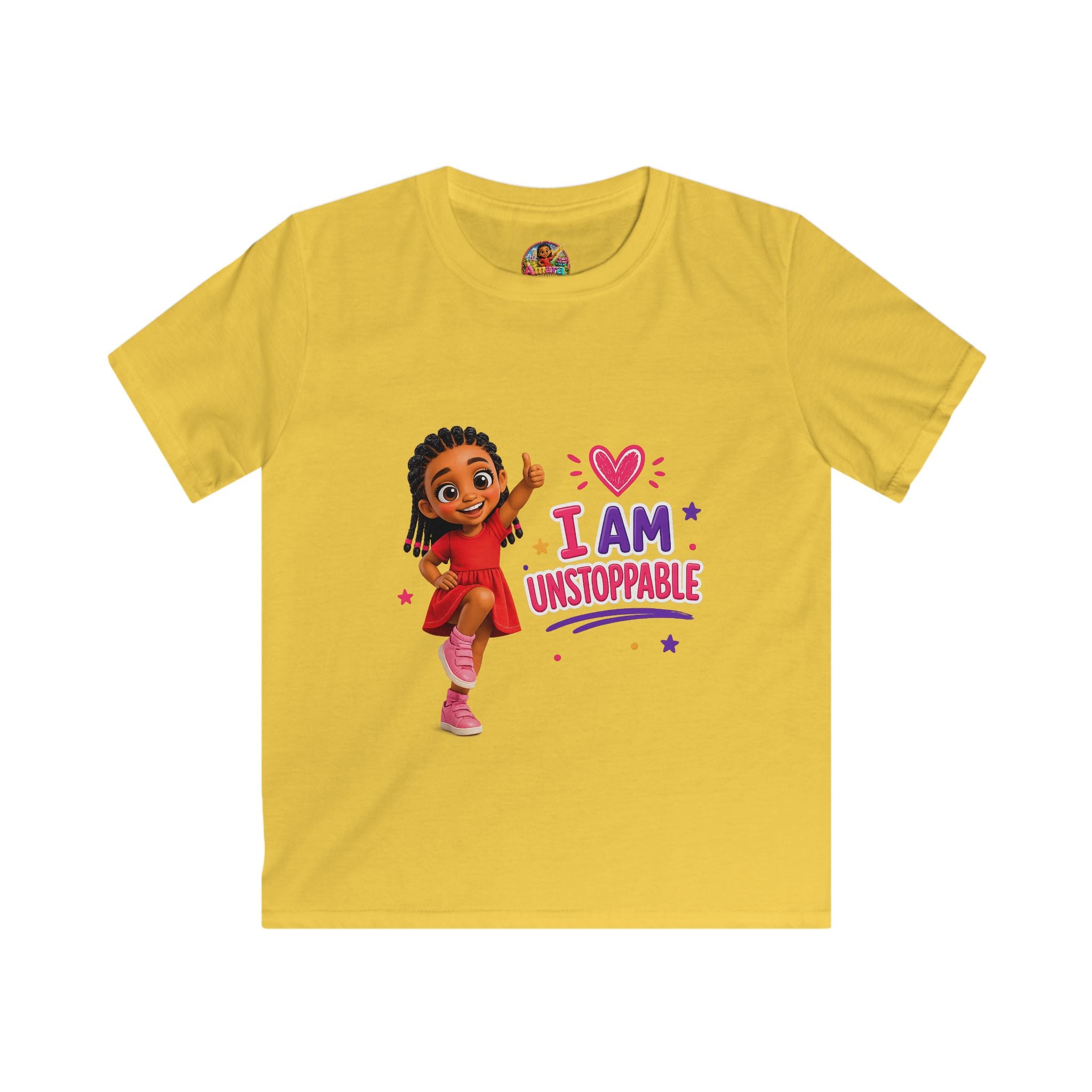 I Am Unstoppable Kids Tee | Girl Character Illustration