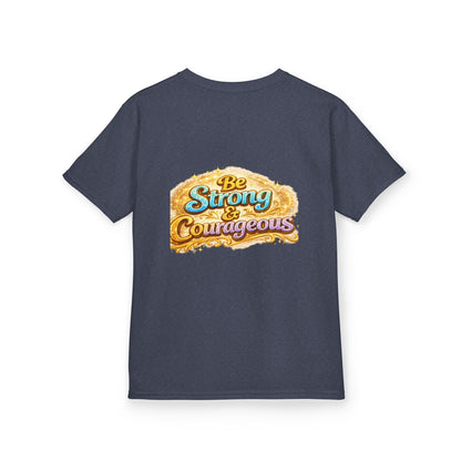 Kids Tee — "God Is With Me" Inspirational Christian Shirt (Be Strong & Courageous)