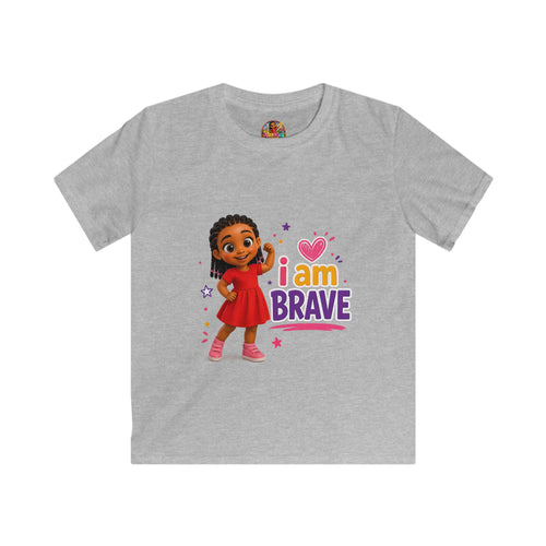 I Am Brave kids tee | Girl Character Illustration, Empowerment Shirt
