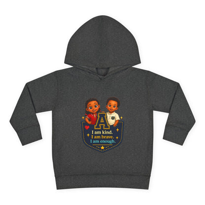 Toddler Hoodie — "I Am Kind, I Am Brave, I Am Enough" Pocket Design