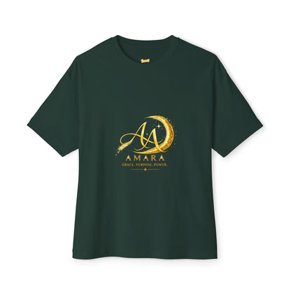 Amara Gold Moon Boxy Tee — “Strong Mind. Soft Heart. Bold Purpose.” Oversized Graphic T-Shirt