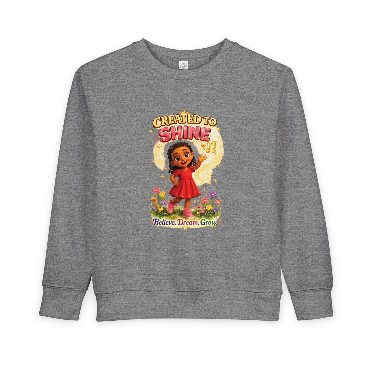 Created to Shine girl character Sweatshirt | toddler floral sunshine design