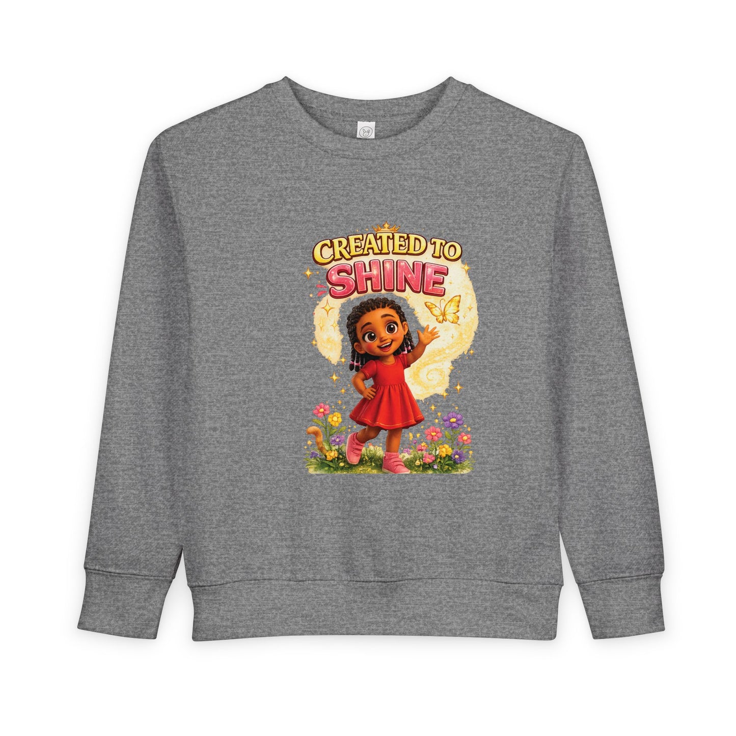 Created to Shine girl character Sweatshirt | toddler floral sunshine design