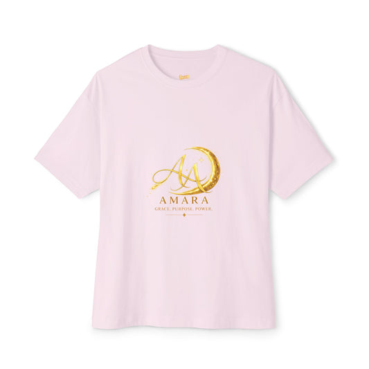 Amara Gold Moon Boxy Tee — “Strong Mind. Soft Heart. Bold Purpose.” Oversized Graphic T-Shirt