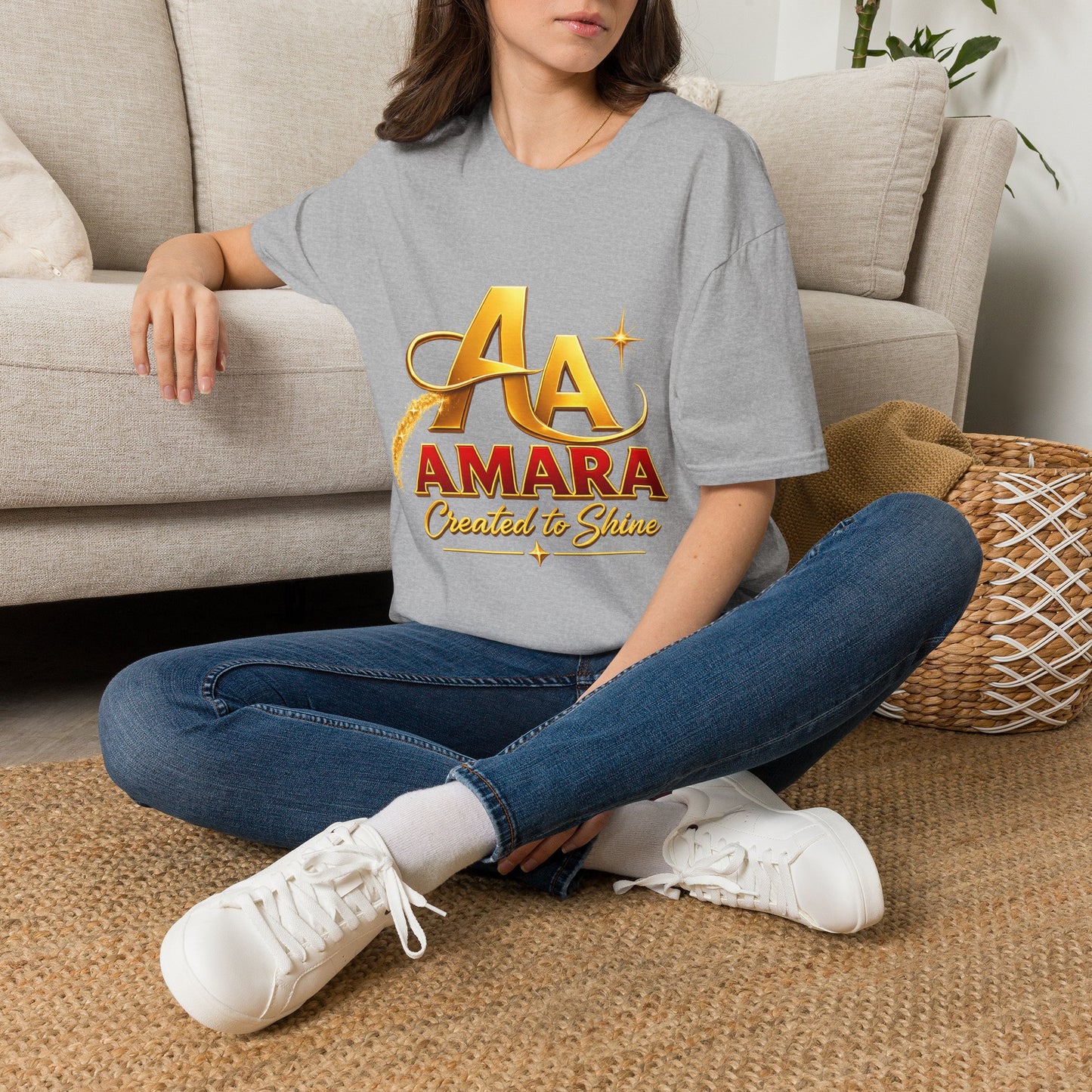 T-Shirt — Gold Monogram “AA” Amara Logo Tee
