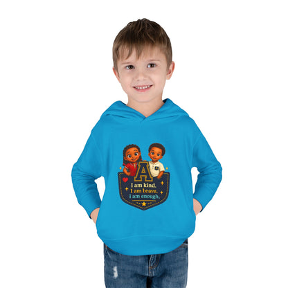 Toddler Hoodie — "I Am Kind, I Am Brave, I Am Enough" Pocket Design