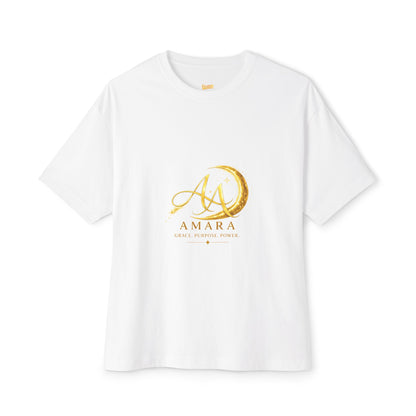 Amara Gold Moon Boxy Tee — “Strong Mind. Soft Heart. Bold Purpose.” Oversized Graphic T-Shirt