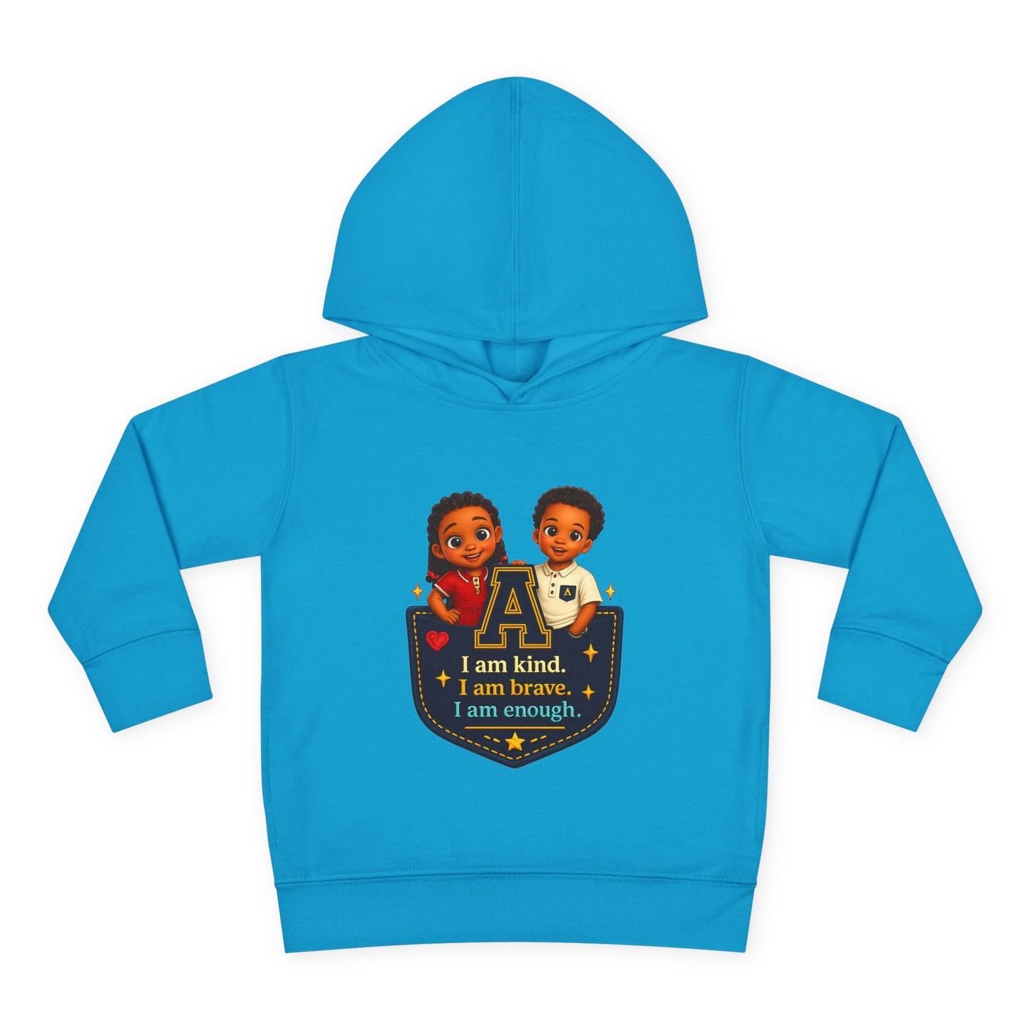 Toddler Hoodie — "I Am Kind, I Am Brave, I Am Enough" Pocket Design