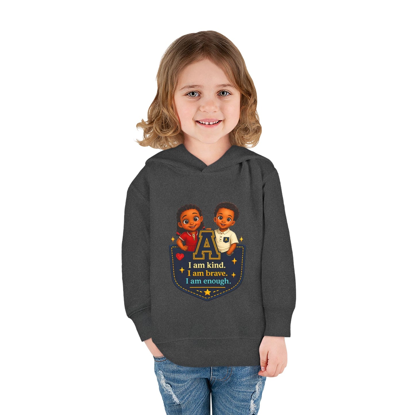 Toddler Hoodie — "I Am Kind, I Am Brave, I Am Enough" Pocket Design
