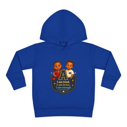 Toddler Hoodie — "I Am Kind, I Am Brave, I Am Enough" Pocket Design