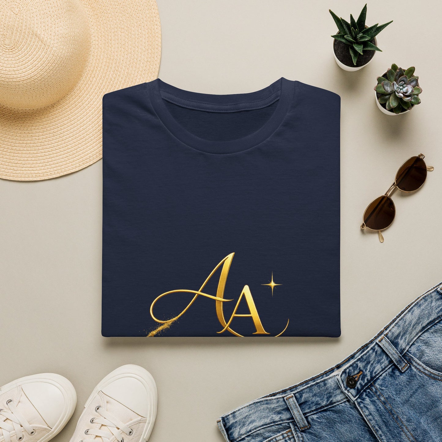 T-Shirt — Gold Monogram “AA” Amara Logo Tee