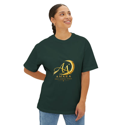 Amara Gold Moon Boxy Tee — “Strong Mind. Soft Heart. Bold Purpose.” Oversized Graphic T-Shirt