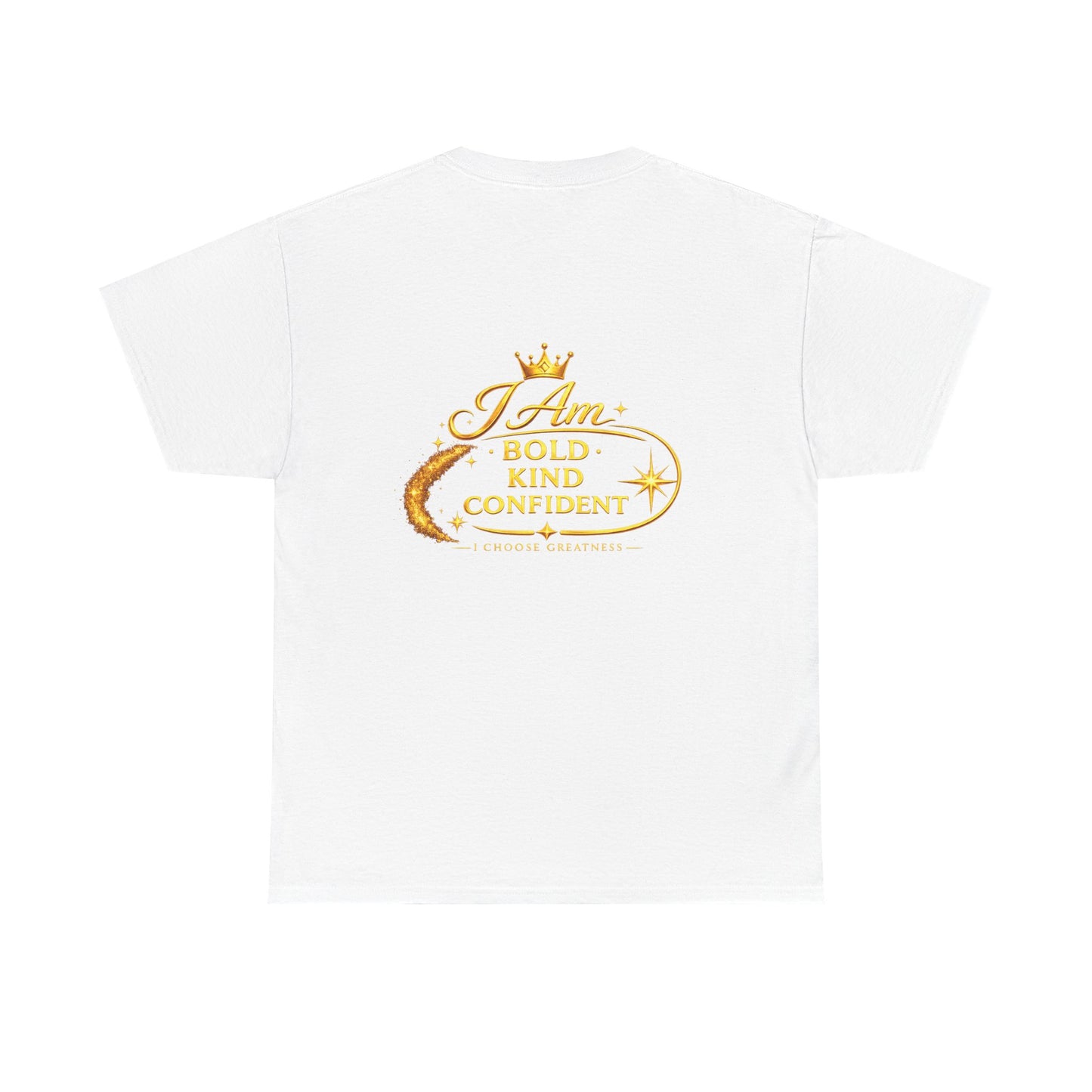 Inspirational Graphic Tee — “I Am Bold Kind Confident” Gold Logo T-Shirt