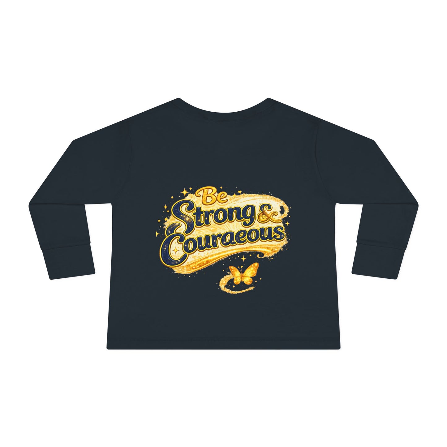Toddler Long Sleeve Tee — "God Made Me Amazing" Inspirational Christian Tee (Be Strong & Courageous)