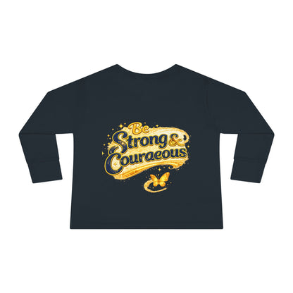 Toddler Long Sleeve Tee — "God Made Me Amazing" Inspirational Christian Tee (Be Strong & Courageous)