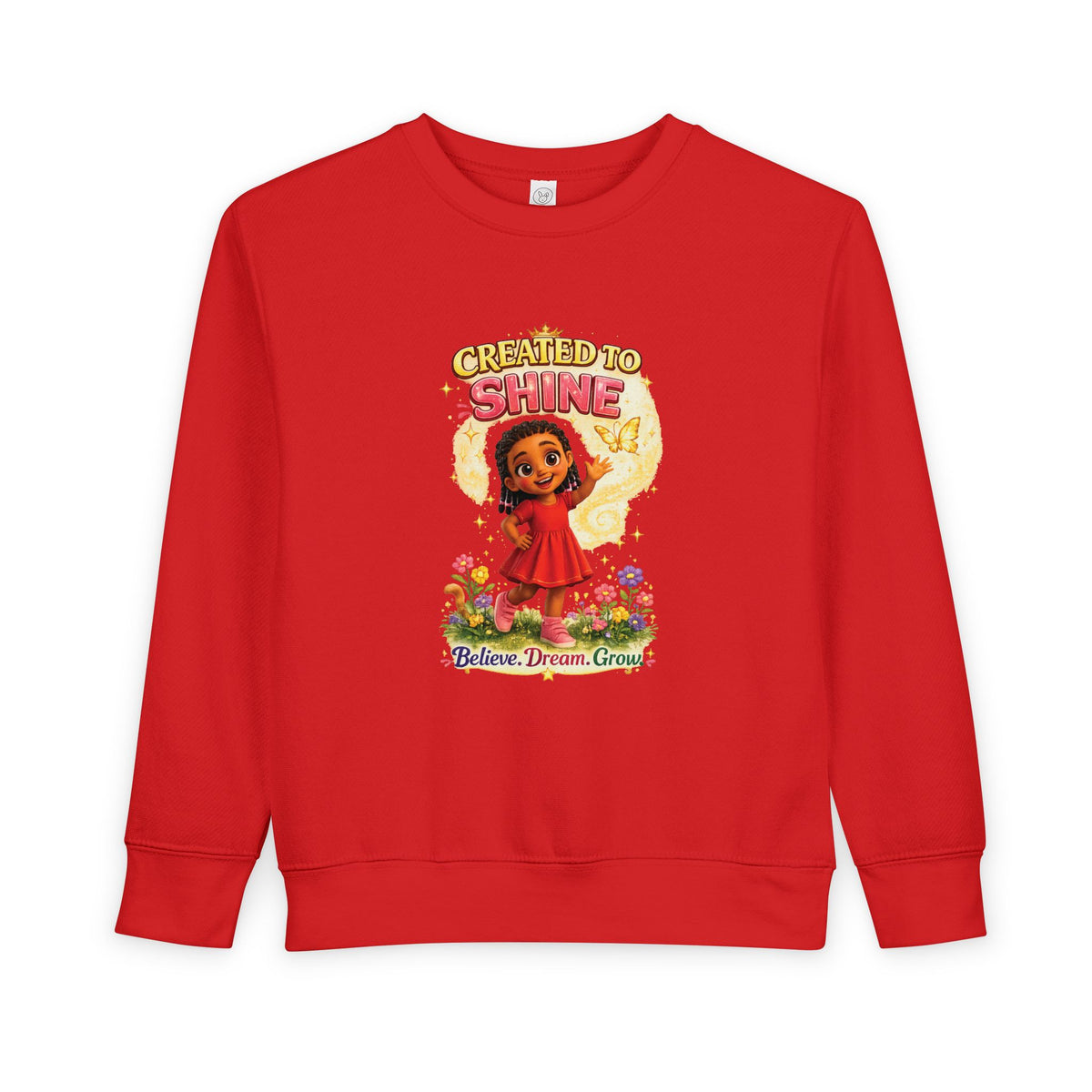 Created to Shine girl character Sweatshirt | toddler floral sunshine design