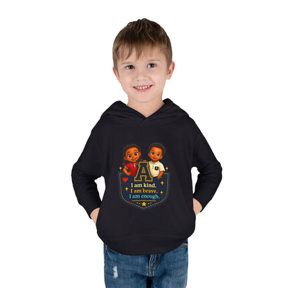 Toddler Hoodie — "I Am Kind, I Am Brave, I Am Enough" Pocket Design