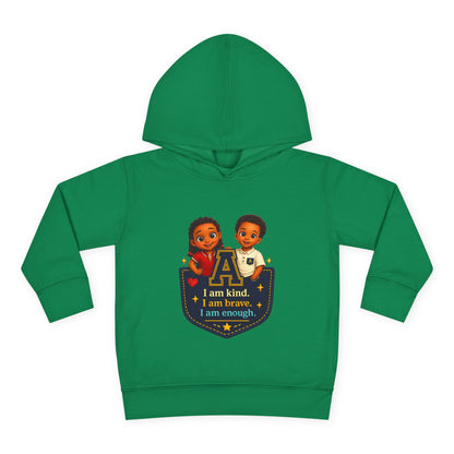 Toddler Hoodie — "I Am Kind, I Am Brave, I Am Enough" Pocket Design