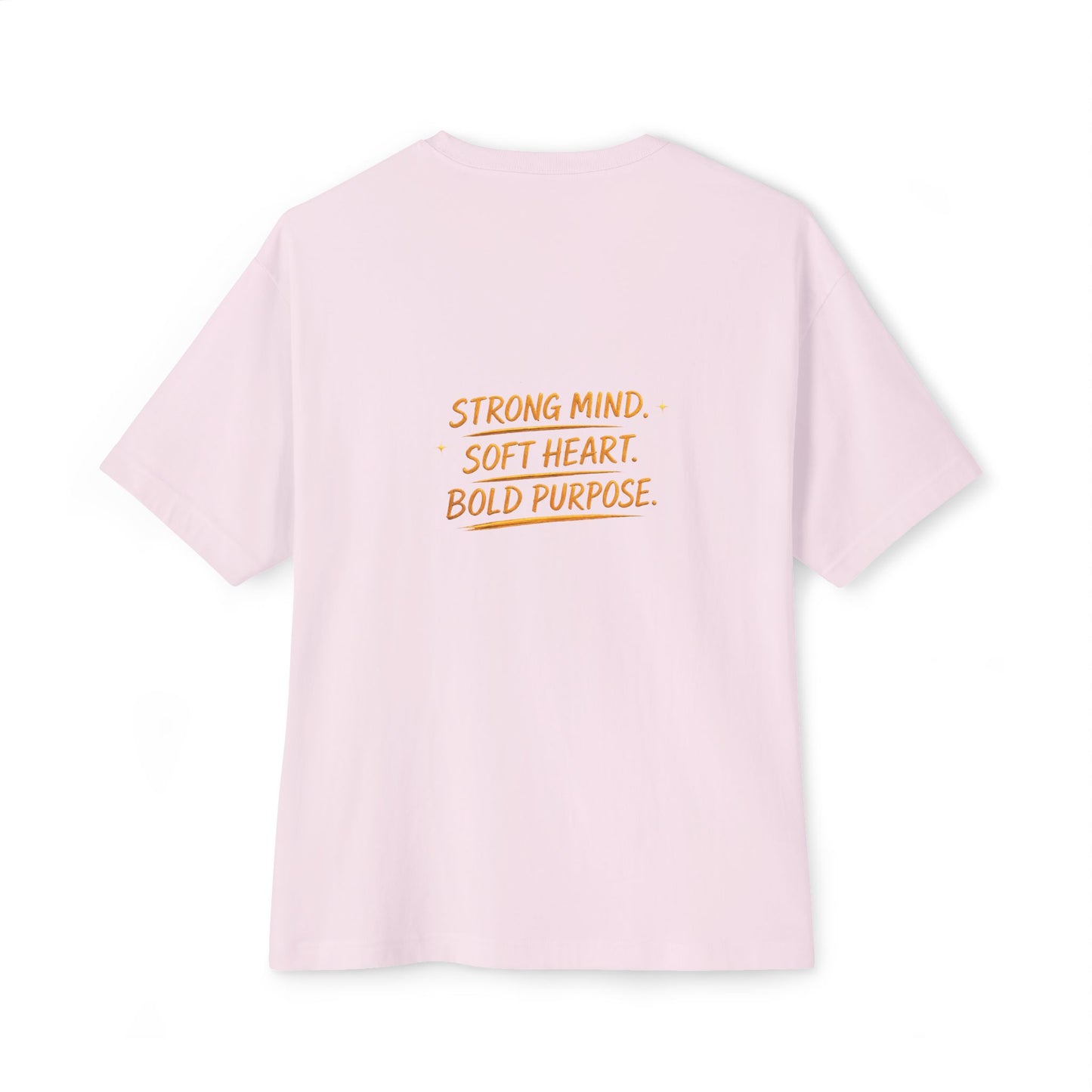 Amara Gold Moon Boxy Tee — “Strong Mind. Soft Heart. Bold Purpose.” Oversized Graphic T-Shirt