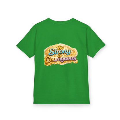 Kids Tee — "God Is With Me" Inspirational Christian Shirt (Be Strong & Courageous)