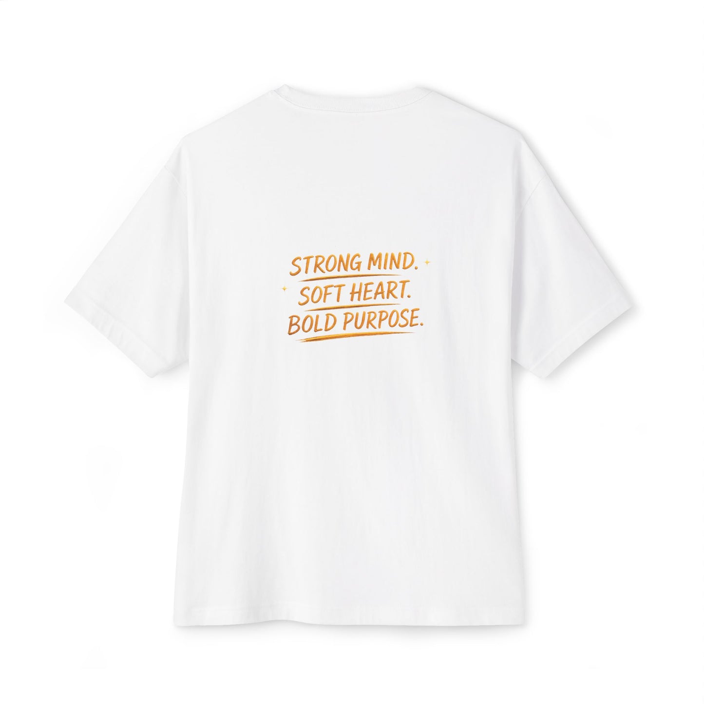 Amara Gold Moon Boxy Tee — “Strong Mind. Soft Heart. Bold Purpose.” Oversized Graphic T-Shirt