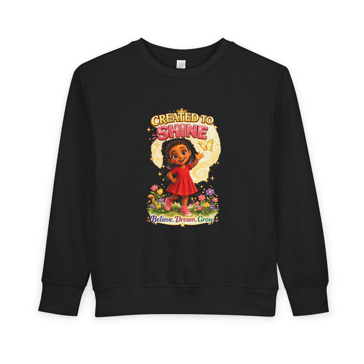 Created to Shine girl character Sweatshirt | toddler floral sunshine design