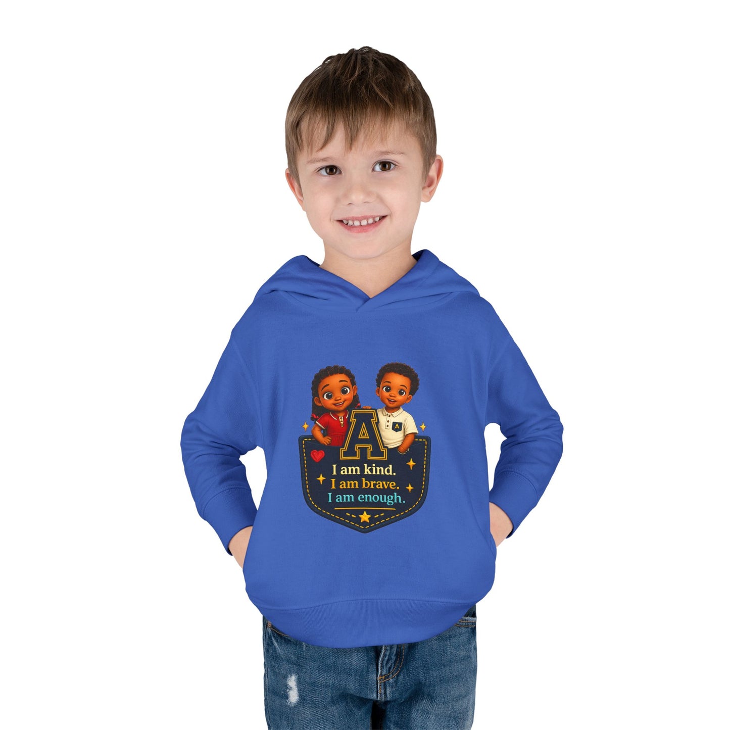 Toddler Hoodie — "I Am Kind, I Am Brave, I Am Enough" Pocket Design