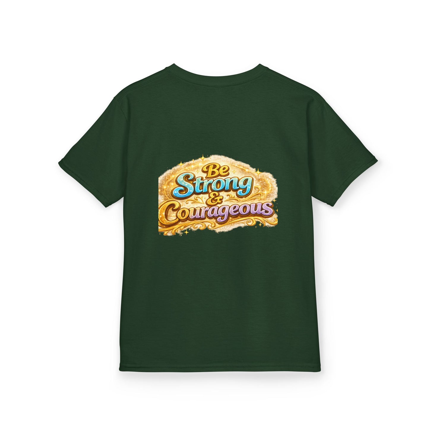 Kids Tee — "God Is With Me" Inspirational Christian Shirt (Be Strong & Courageous)