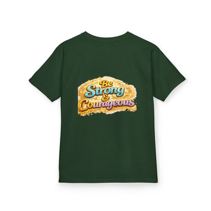 Kids Tee — "God Is With Me" Inspirational Christian Shirt (Be Strong & Courageous)