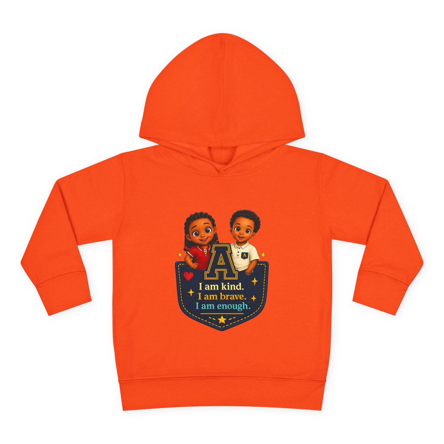 Toddler Hoodie — "I Am Kind, I Am Brave, I Am Enough" Pocket Design