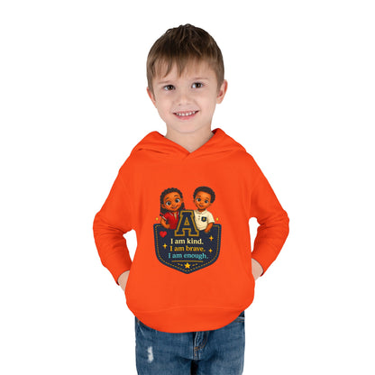 Toddler Hoodie — "I Am Kind, I Am Brave, I Am Enough" Pocket Design