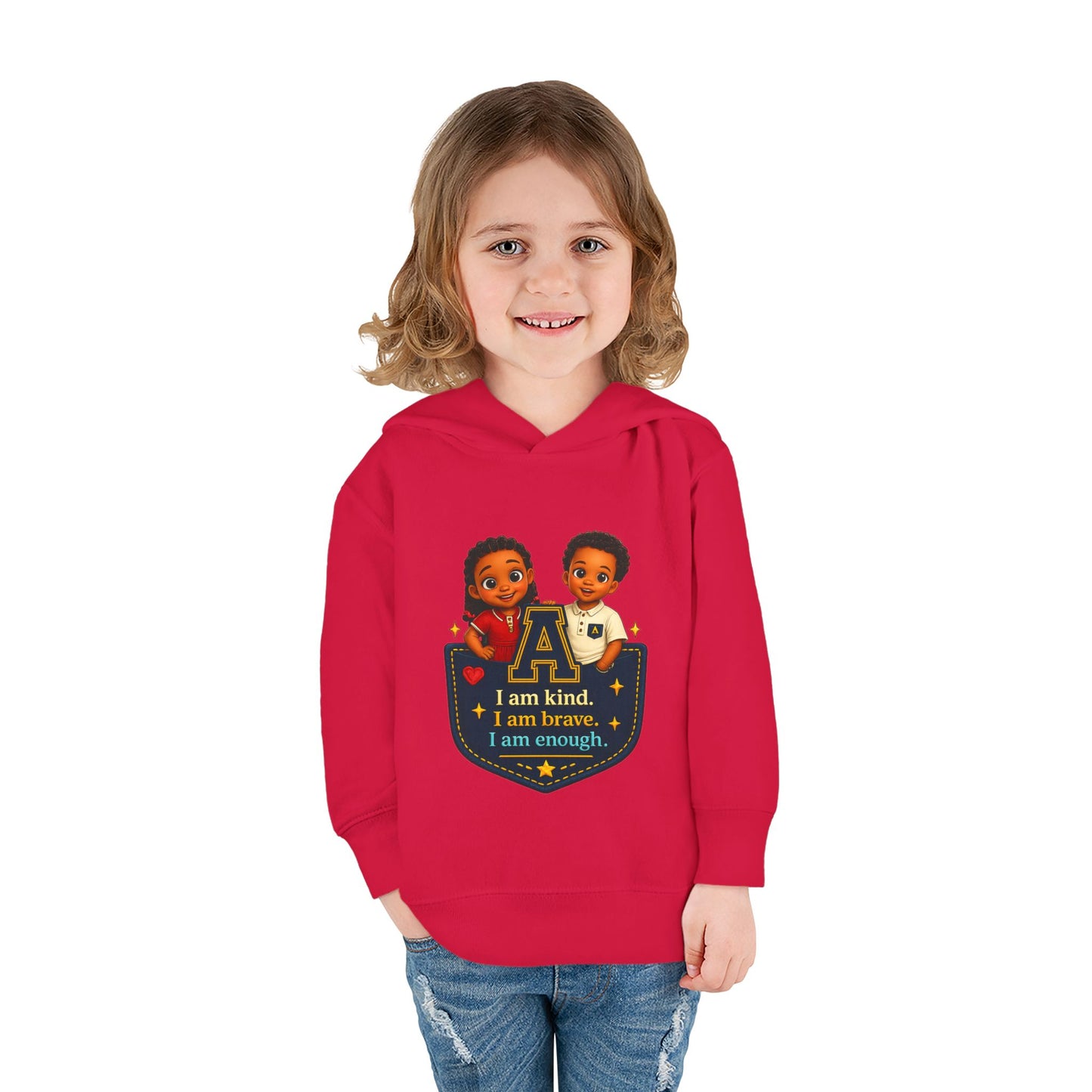 Toddler Hoodie — "I Am Kind, I Am Brave, I Am Enough" Pocket Design