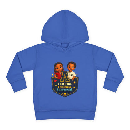 Toddler Hoodie — "I Am Kind, I Am Brave, I Am Enough" Pocket Design