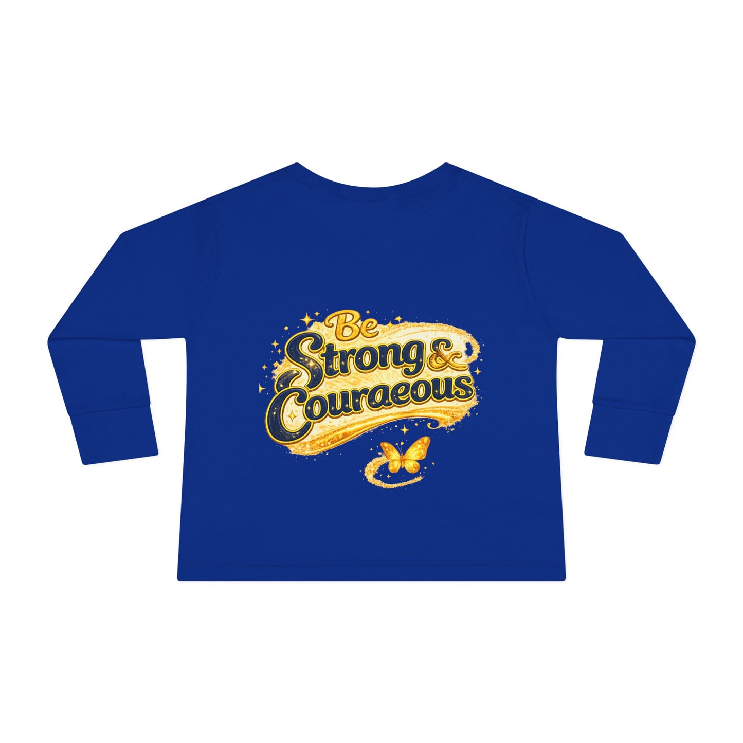 Toddler Long Sleeve Tee — "God Made Me Amazing" Inspirational Christian Tee (Be Strong & Courageous)