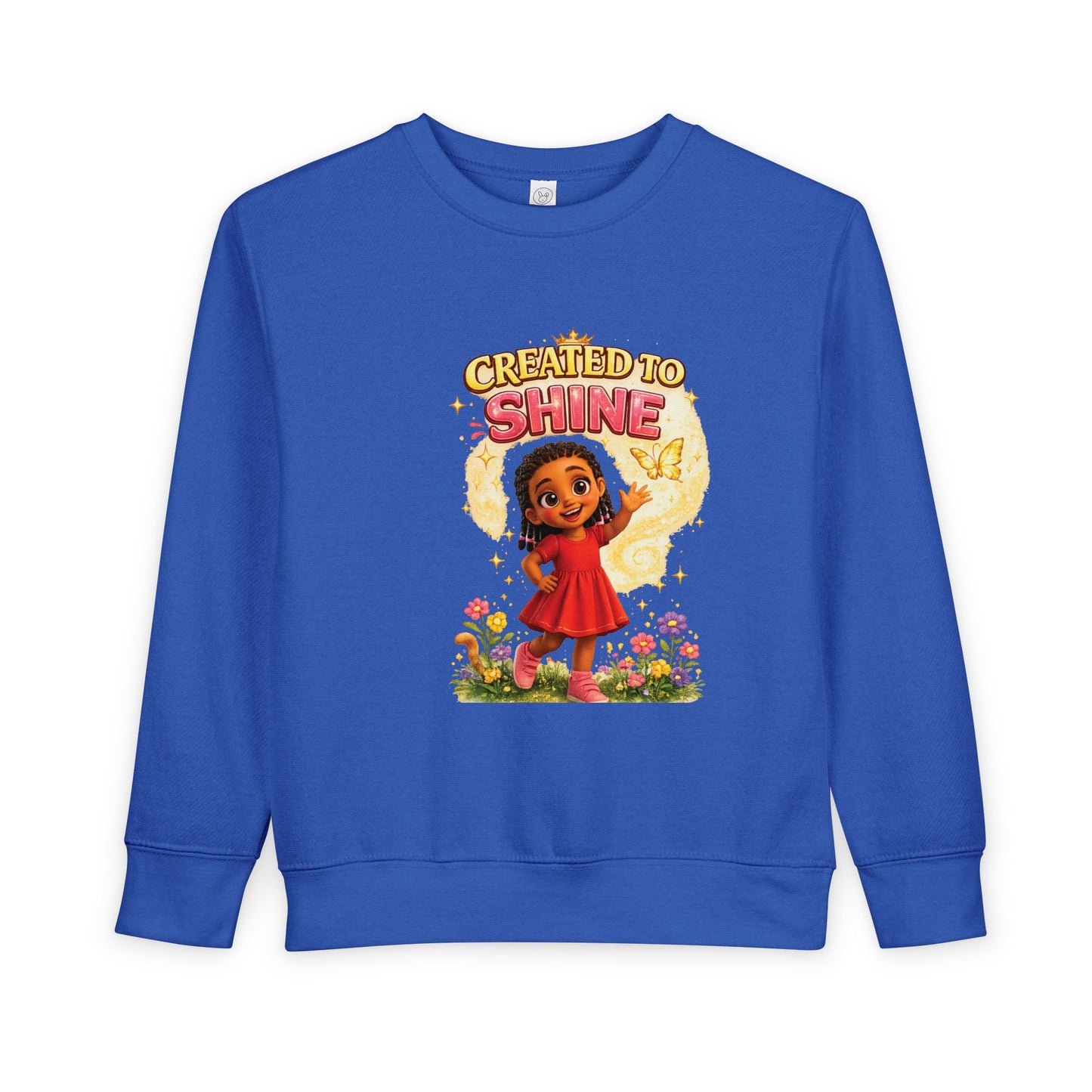 Created to Shine girl character Sweatshirt | toddler floral sunshine design