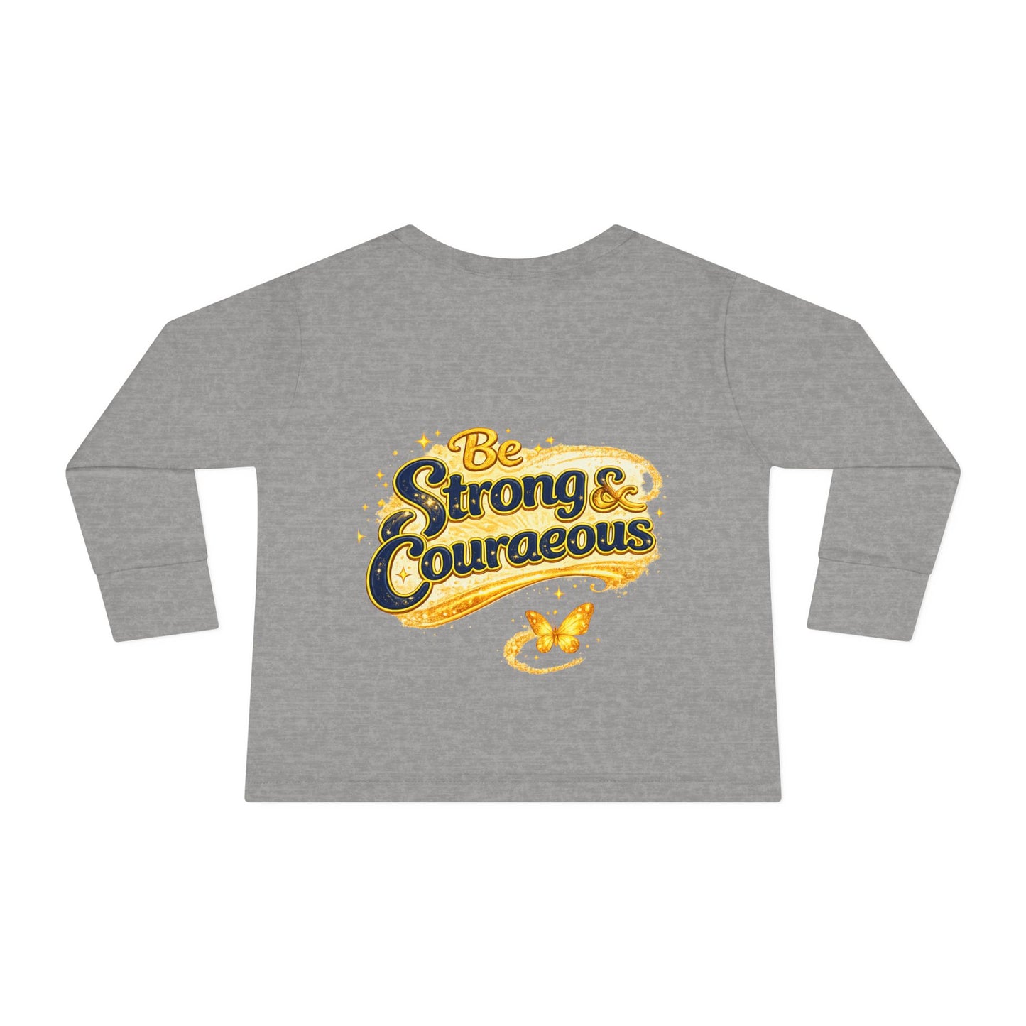 Toddler Long Sleeve Tee — "God Made Me Amazing" Inspirational Christian Tee (Be Strong & Courageous)