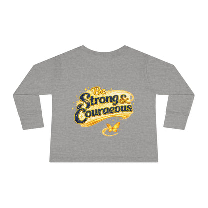 Toddler Long Sleeve Tee — "God Made Me Amazing" Inspirational Christian Tee (Be Strong & Courageous)