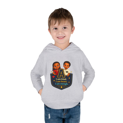 Toddler Hoodie — "I Am Kind, I Am Brave, I Am Enough" Pocket Design